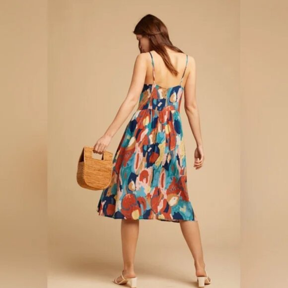 Rolla's Eve Painted Tulip Button Front Midi Dress - Picture 2 of 14